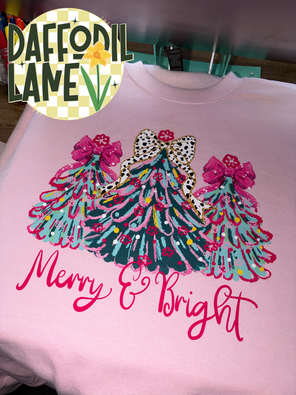Merry & Bright Pink Girly Sweatshirt