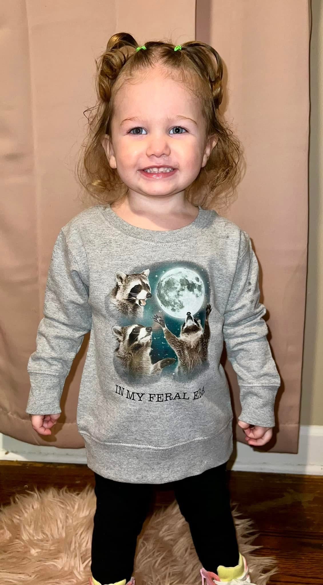 In My Feral Era Kids Toddler Raccoon T-Shirt Sweatshirt