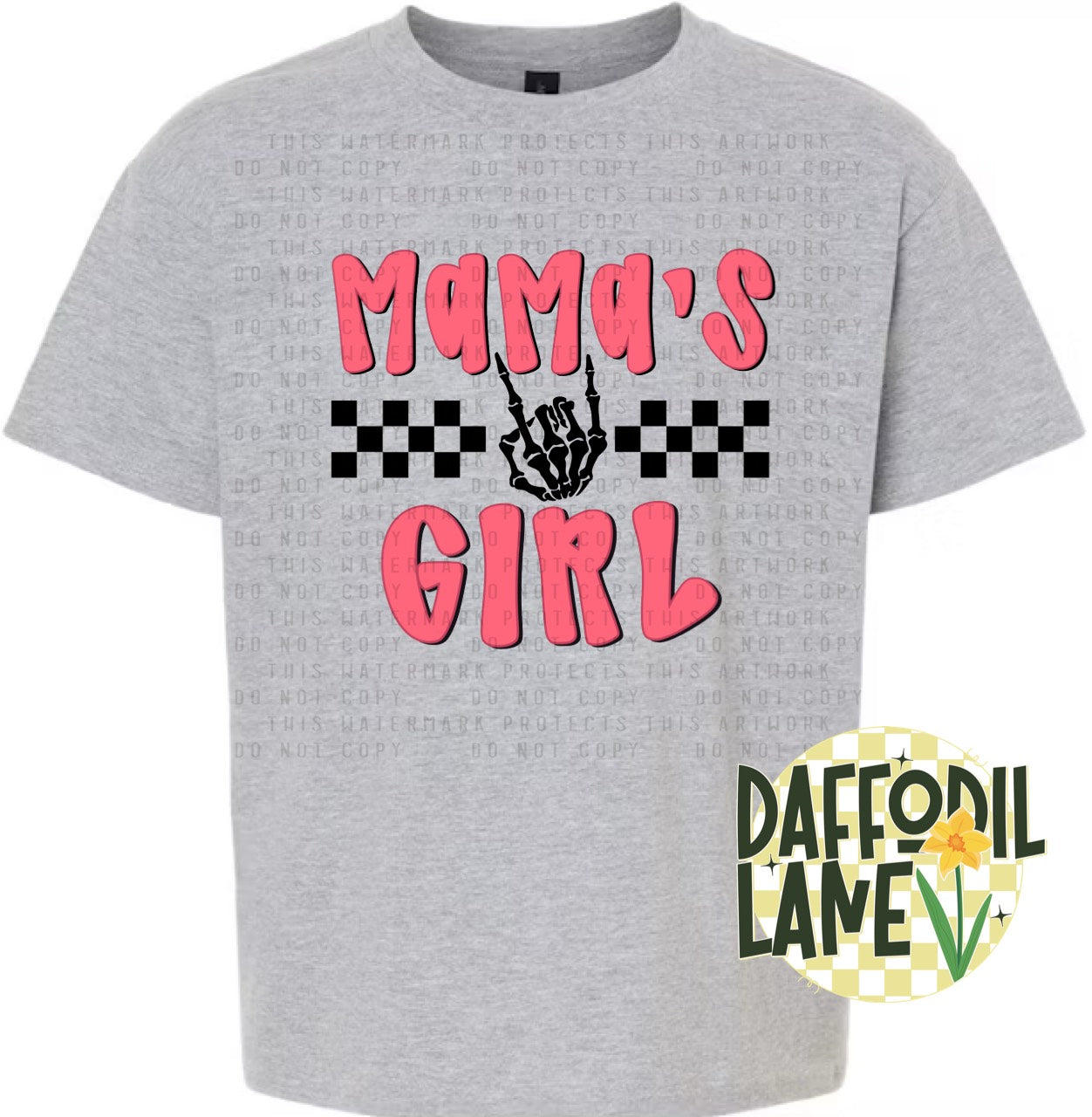 Mama's Boy or Girl Skeleton Hand Pink Blue Grunge Matching T-Shirt