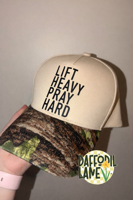 Lift Heavy Pray Hard Camo Hat