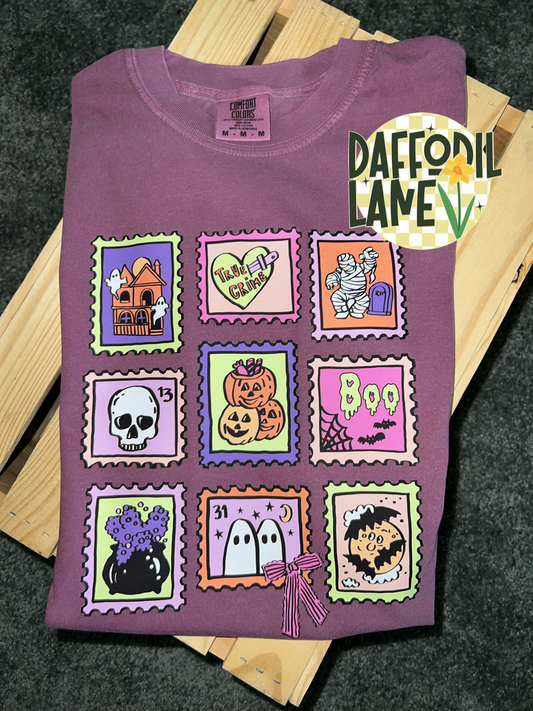 Halloween Stamps Fall Coquette Comfort Colors T-Shirt