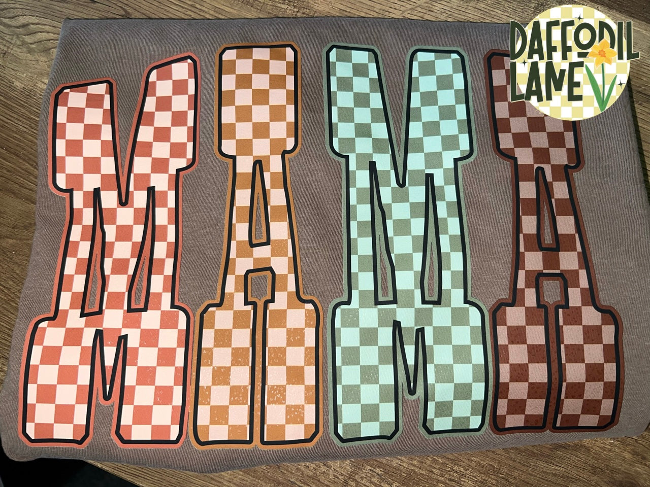 Mama Fall Checkered T-Shirt