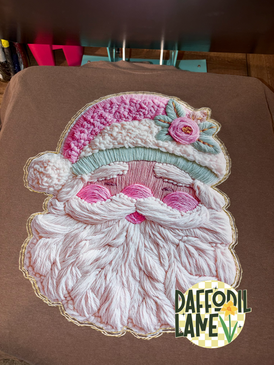 Santa Baby Faux Yarn Embroidery Comfort Colors T-Shirt