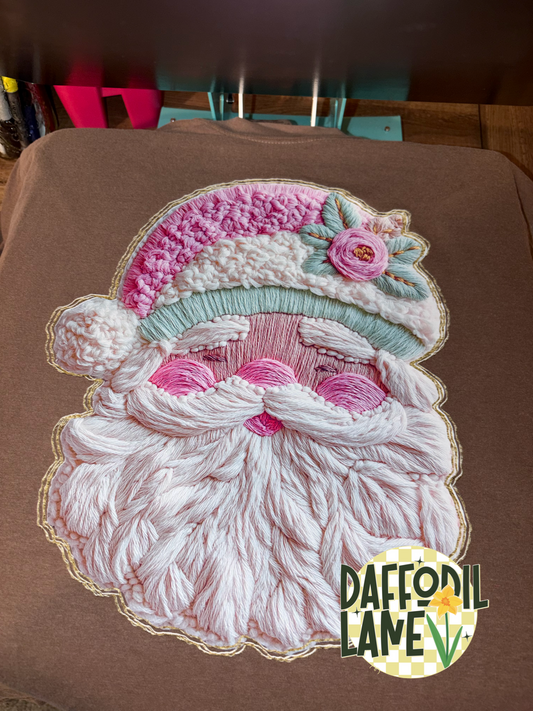 Santa Baby Faux Yarn Embroidery Comfort Colors T-Shirt