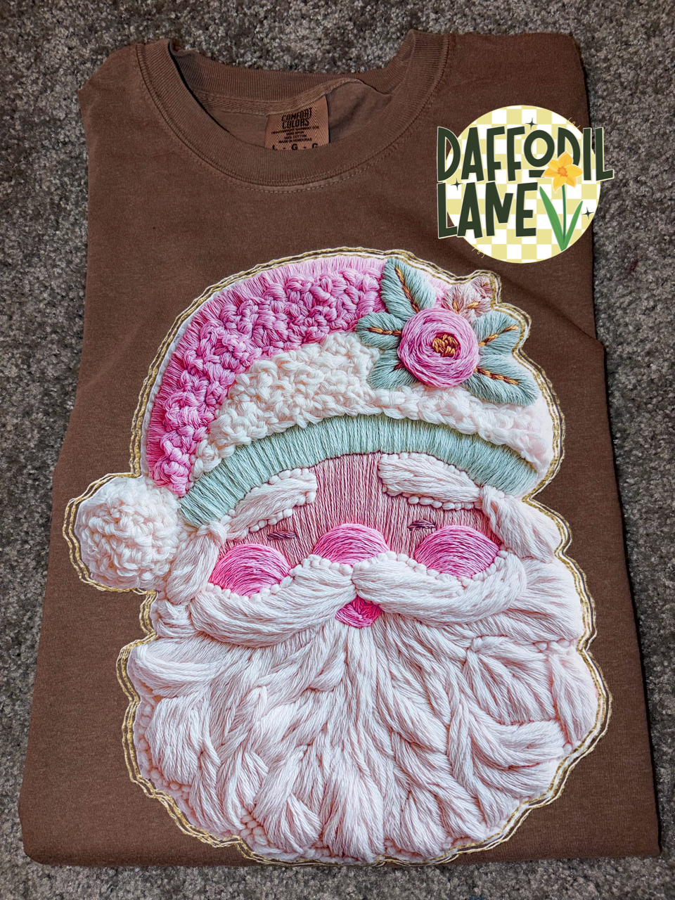 Santa Baby Faux Yarn Embroidery Comfort Colors T-Shirt