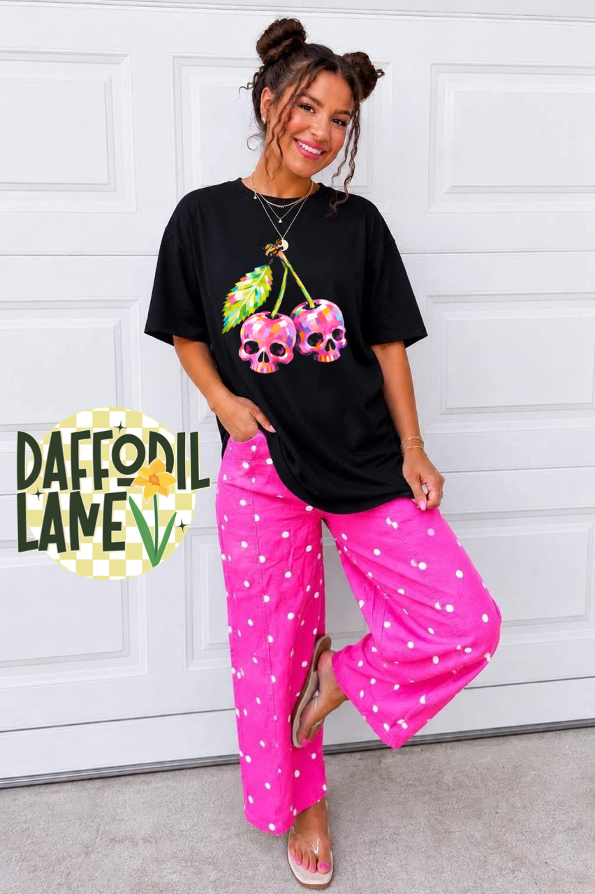 Halloween Bright Cherry Skull Shirt