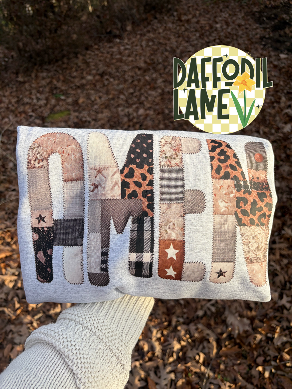 Amen Faux Fabric Patchwork Sweatshirt or T-Shirt