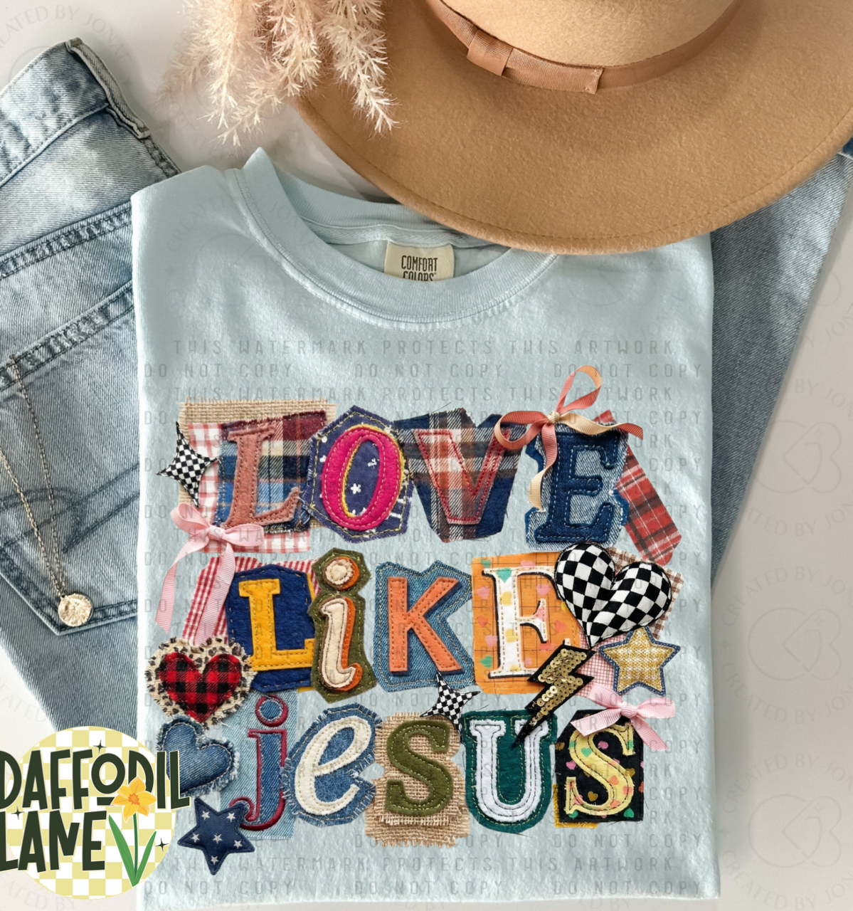 Love Like Jesus Distressed Quilt T-Shirt