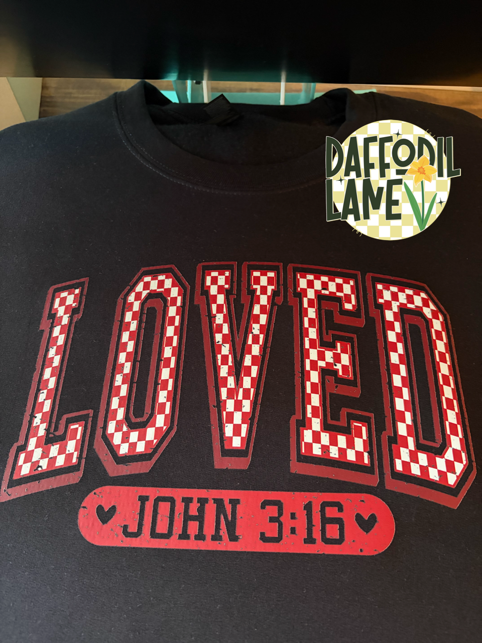 Loved John 3:16 Checkered Sweatshirt