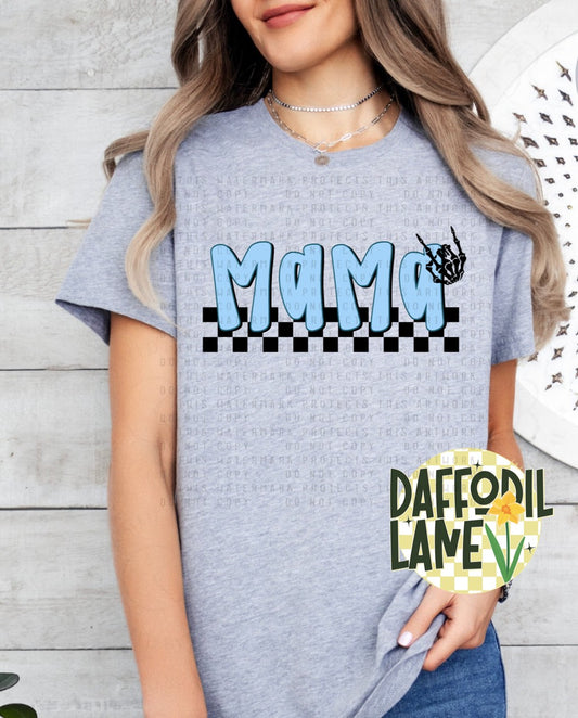 Mama Skeleton Hand Pink Blue Grunge Matching T-Shirt