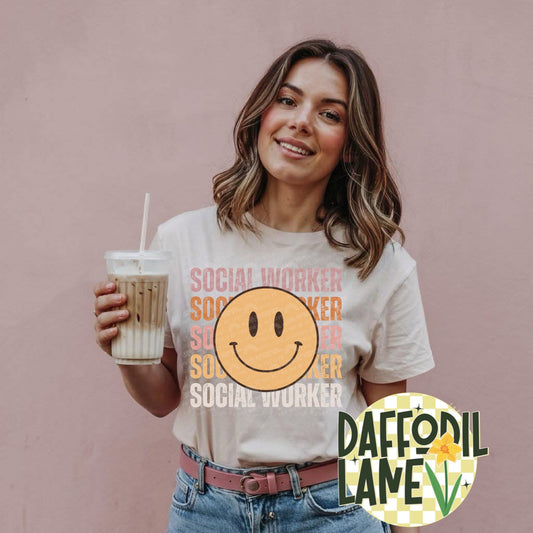Social Worker Retro Smiley T-Shirt or Sweatshirt