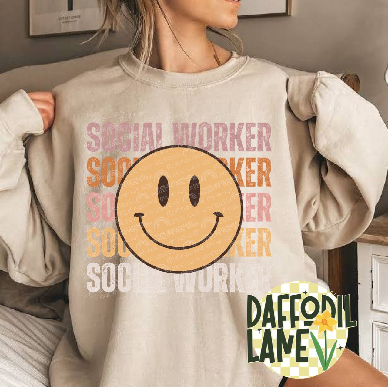 Social Worker Retro Smiley T-Shirt or Sweatshirt